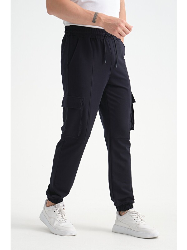 Shooter Sportswear Lacivert Erkek Kargo Cepli Jogger Alt Beli Lastikli