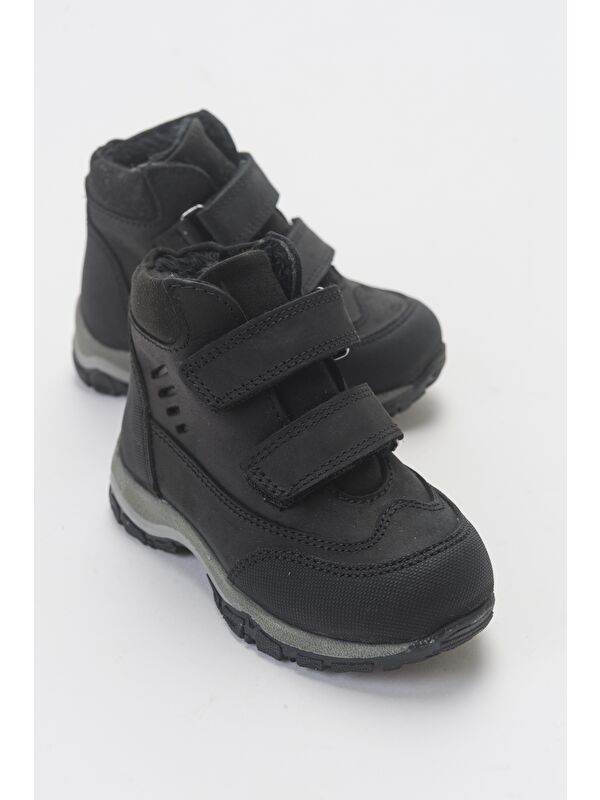 Erkek Çocuk Siyah Hakiki Deri Anatomik Günlük Bot - Görsel 4