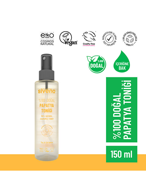 Siveno %100 Doğal Papatya Suyu Aydınaltma Etkili Arındırıcı Rahatlatıcı Saç ve Cilt Toniği 150 ml
