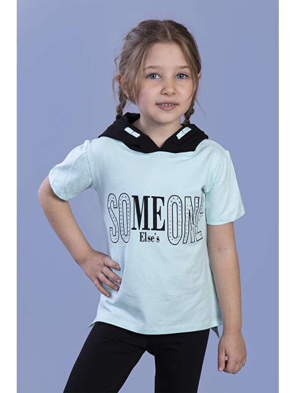 Toontoykids Kız Çocuk KapüşonluTaş İşlemeli Baskılı Tişört