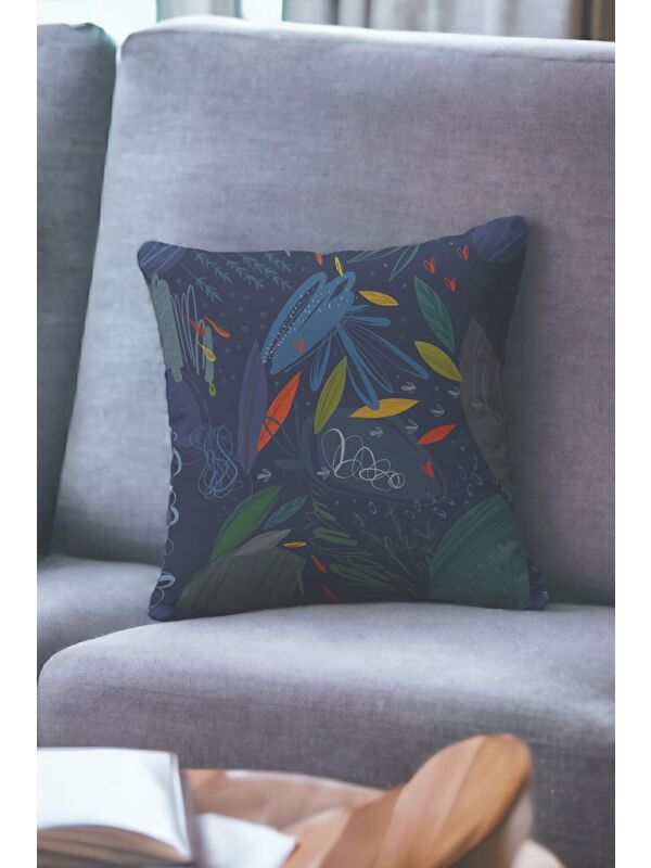 Asdiva Kadife 43x43 Cm Kırlent Kılıfı Dekoratif Yumuşak Salon Soyut Deniz