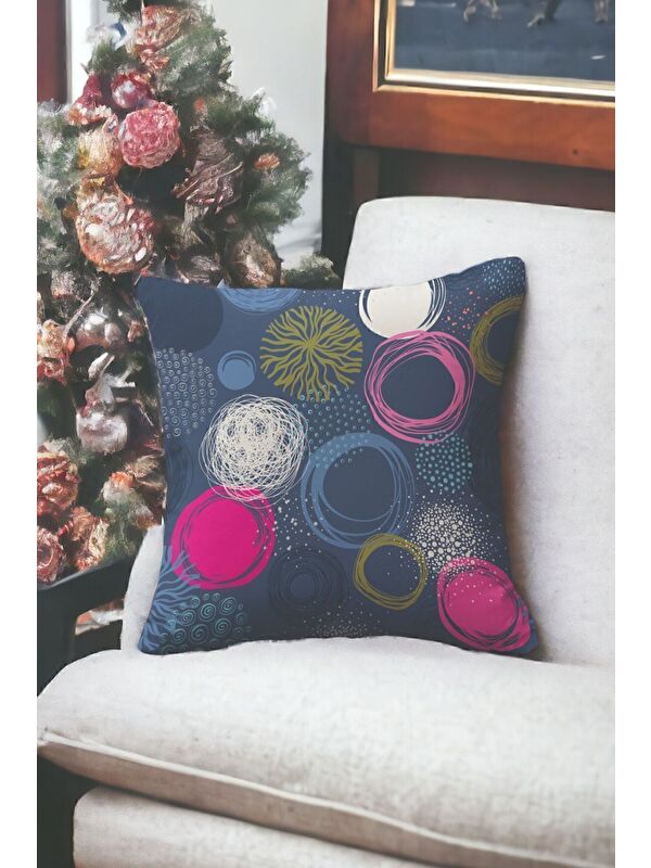 Asdiva Kadife 43x43 Cm Kırlent Kılıfı Dekoratif Yumuşak Salon Halka Deniz
