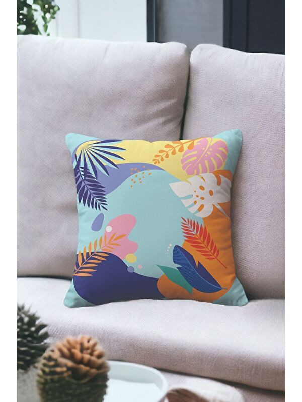 Asdiva Kadife 43x43 Cm Kırlent Kılıfı Dekoratif Yumuşak Salon Yaprak Soyut