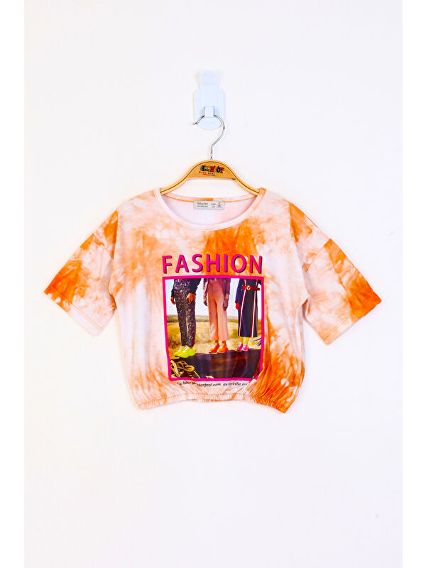 Toontoykids Kız Çocuk Batik Desenli Fashıon Baskılı Crop Tişört