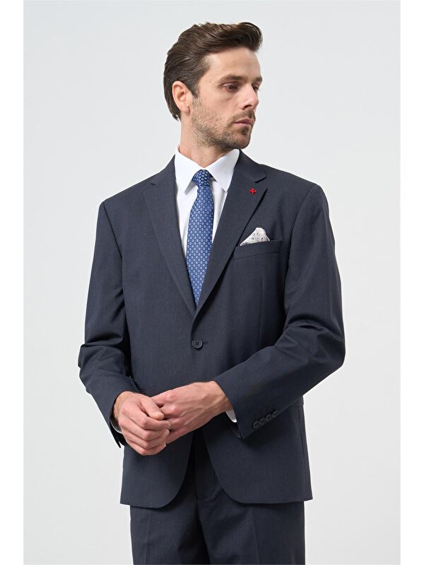 İMZA Koyu Lacivert Mono Yaka 4 Drop Comfort Fit Classic Takım Elbise 1001245168