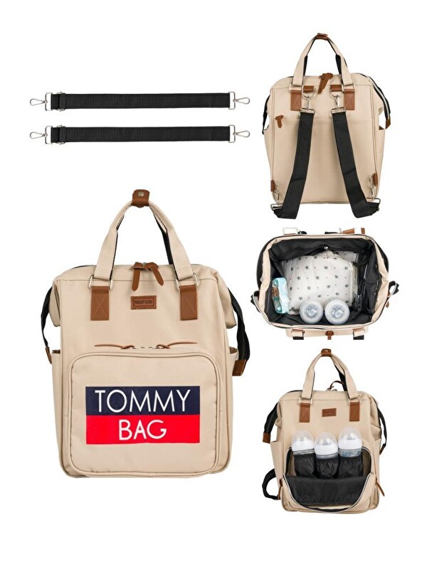 TOMMYBABY Soft Anne Bebek Bakım Sırt Çantası Termal Biberonlu Bebek Arabası Askı Aparatlı