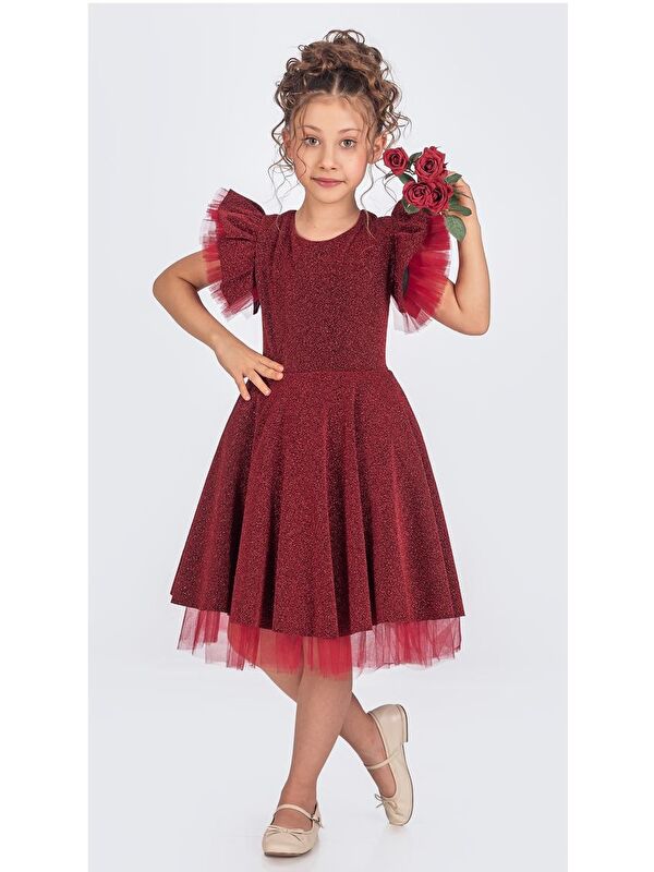 Mnk Baby & Kids Simli Şanzelize Kız Çocuk Abiye Elbise M00669