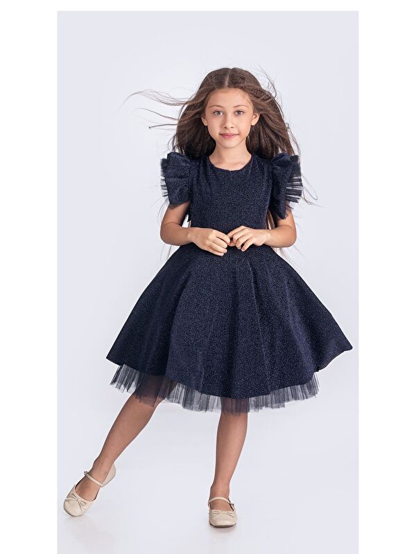Mnk Baby & Kids Simli Şanzelize Kız Çocuk Abiye Elbise M00669