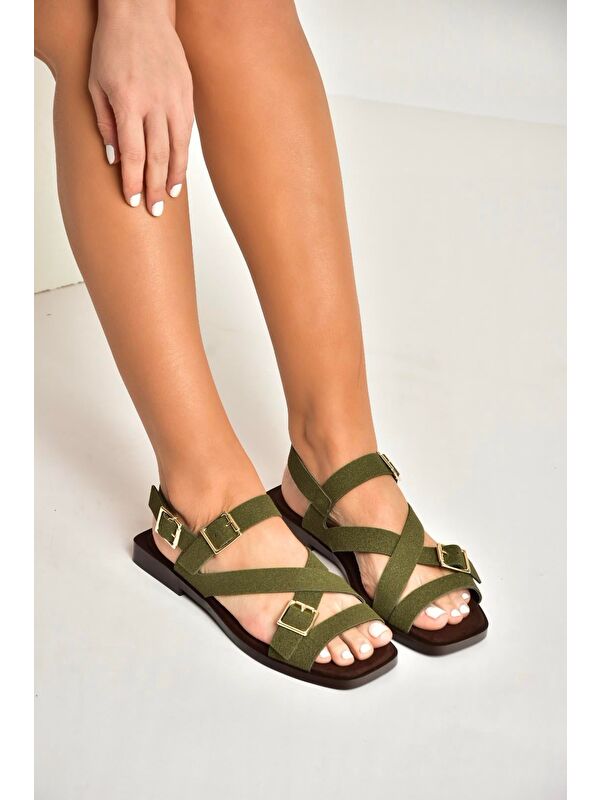 Fox Shoes Yeşil Fox Shoes Sandalet Kadın Y458702602