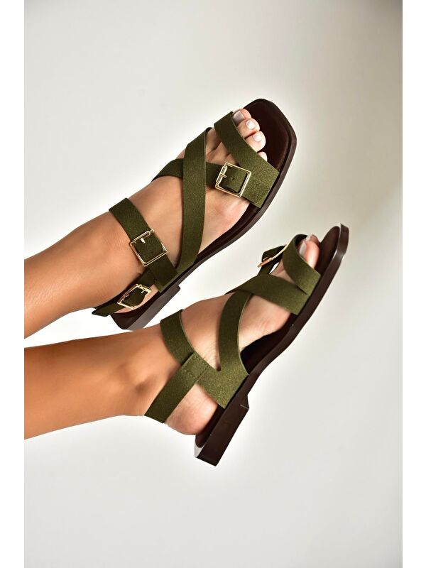 Fox Shoes Yeşil Fox Shoes Sandalet Kadın Y458702602