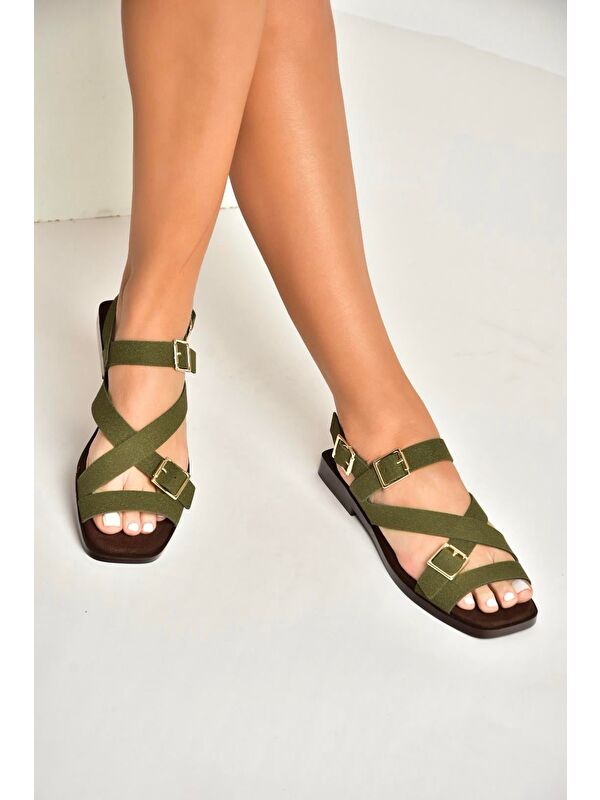 Fox Shoes Yeşil Fox Shoes Sandalet Kadın Y458702602