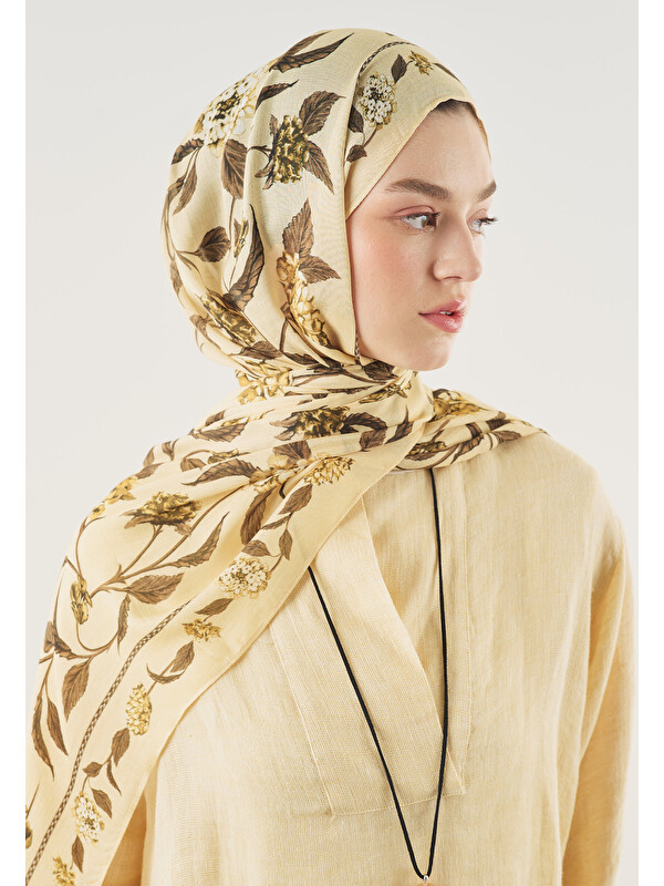 Fresh Scarfs Bloomy Desen Soft Viskon Şal Badem