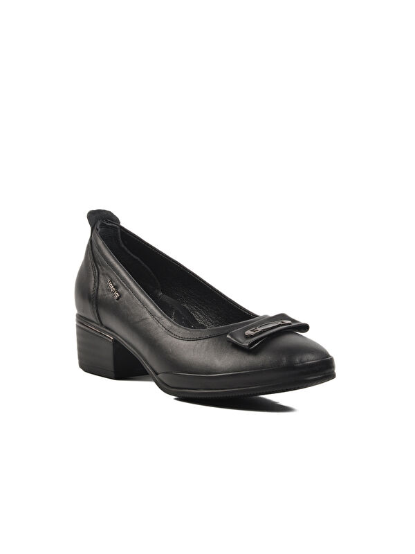 Siyah Hakiki Deri Kadın Topuklu Ayakkabı 2312514K - Görsel 4