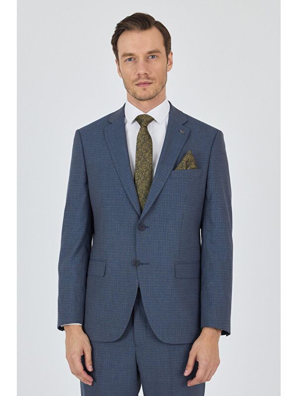 İMZA Mavi Mono Yaka Esnek 6 Drop Comfort Fit Classic Takım Elbise 1001250104
