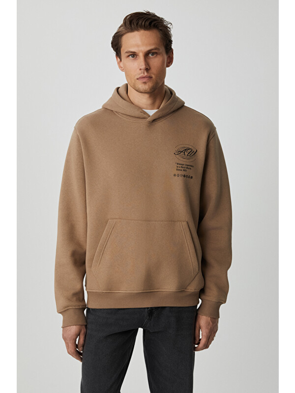 GRIMELANGE LEGANDARY Erkek Yumuşacık VİZON Sweatshirt