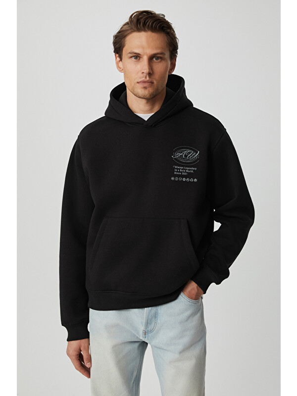 GRIMELANGE LEGANDARY Erkek Yumuşacık SİYAH Sweatshirt