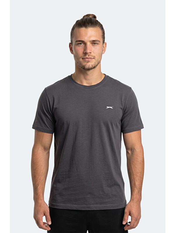 SLAZENGER ROSALVA T Erkek Pamuklu Koyu Gri Tişört