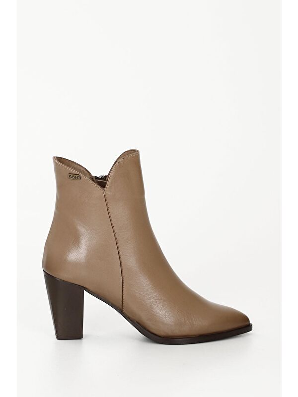 VİZON Hakiki Deri Sivri Burun Topuklu Fermuarlı Kadın Günlük Bot 52426 - Görsel 5