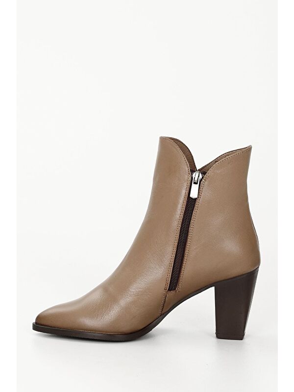 VİZON Hakiki Deri Sivri Burun Topuklu Fermuarlı Kadın Günlük Bot 52426 - Görsel 7