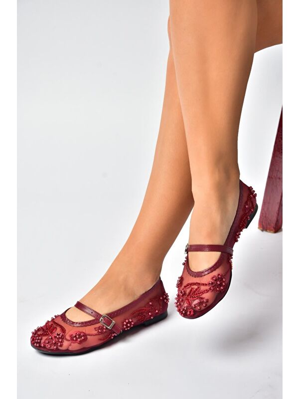 Fox Shoes Bordo Fox Shoes Babet Kadın Y726330115