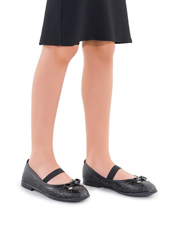 Perline Cilt Lastikli Kız Çocuk Babet Ayakkabı - Görsel 3