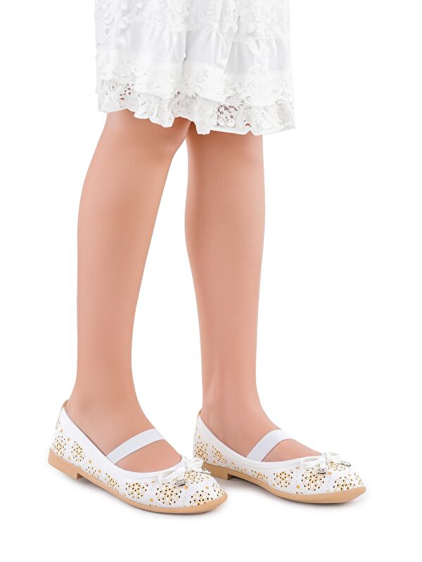 Perline Cilt Lastikli Kız Çocuk Babet Ayakkabı - Görsel 3