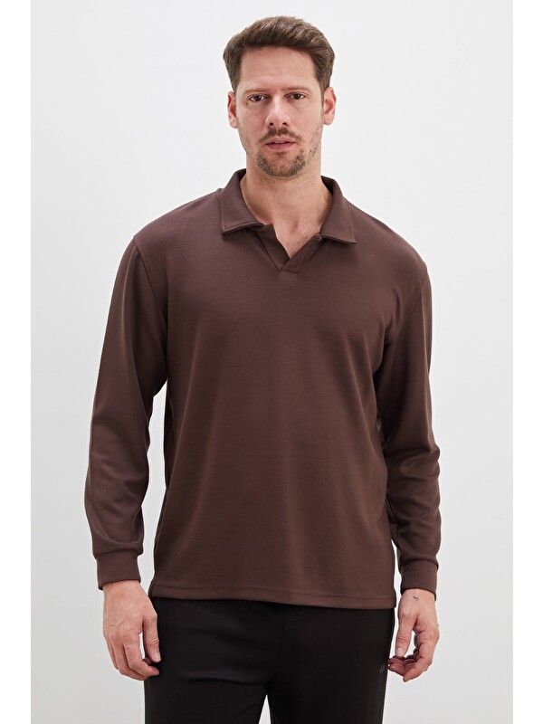 Fullamoda Basic Apaş Yaka Modal Sweatshirt