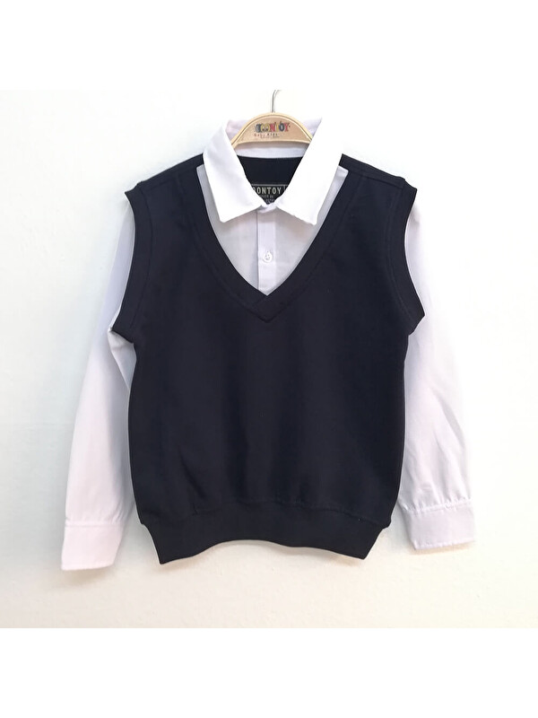 Toontoykids Erkek Çocuk Gömlek Yaka Okul Sweatshirt