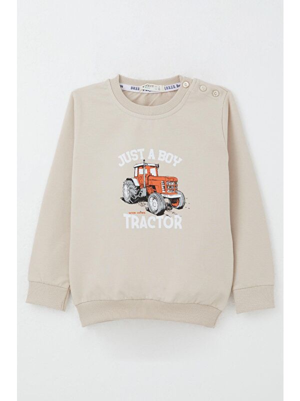 Breeze Erkek Bebek Sweatshirt Çiftliğin Şimşeği Bej (1.5-2 Yaş)