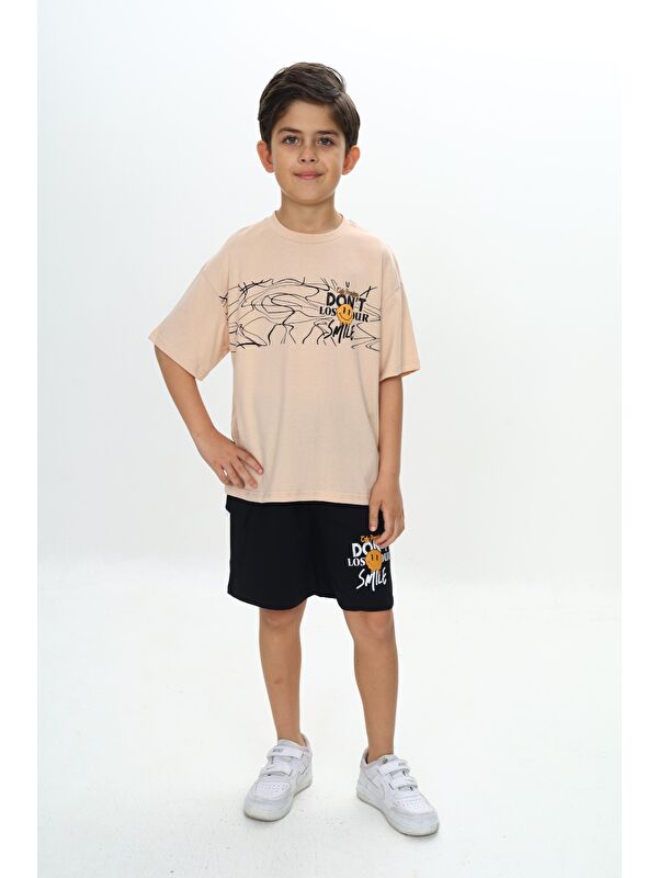 Toontoykids Erkek Çocuk Smile Yazı Baskılı Şortlu Takım