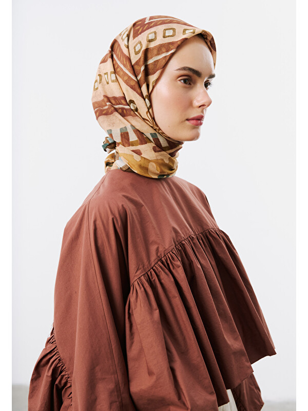 Fresh Scarfs Abstract Flow Desen Vual Eşarp Somon