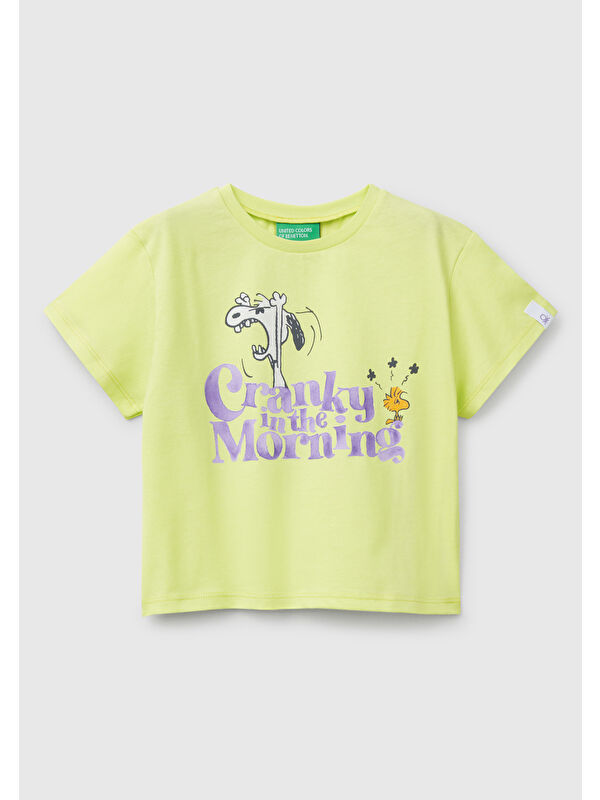 United Colors Of Benetton Kız Çocuk Sarı Peanuts Baskılı Tişört