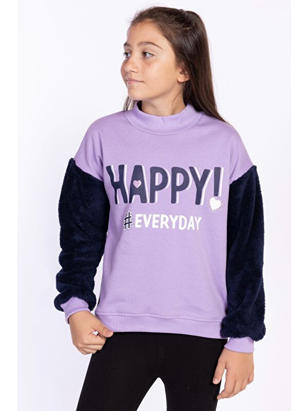Toontoykids Kız Çocuk Pelüş Detaylı Baskılı Sweatshirt