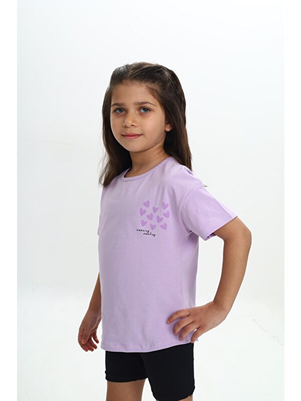 Toontoykids Kız Çocuk Göğsü Çok Kalp Baskılı Tişört