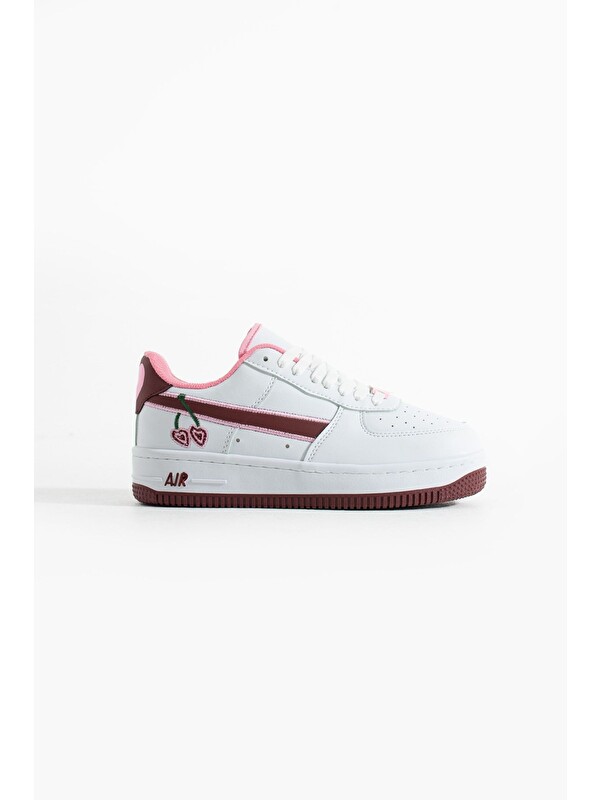 DUXAL SHOES Kiraz Detaylı Pembe Beyaz Sneaker – Kadın Spor Ayakkabı