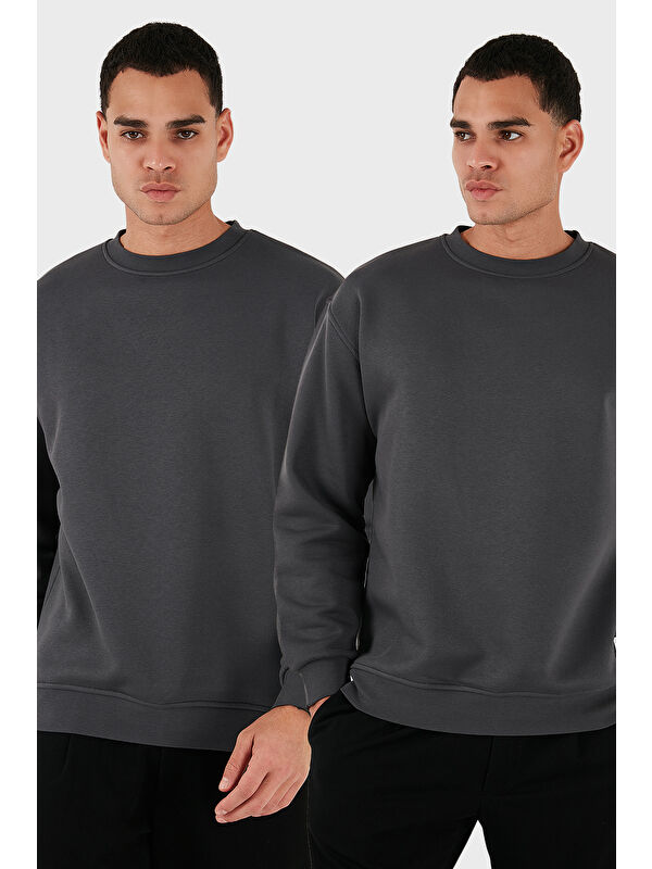 Buratti Regular Fit Bisiklet Yaka Şardonlu 2'li Paket Sweat 5905255S2