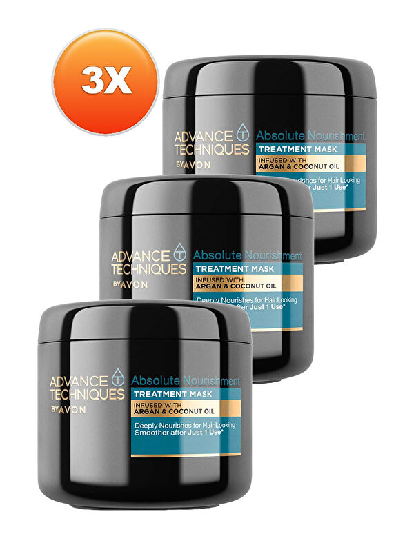 AVON Advance Techniques Argan ve Hindistan Cevizi Yağı İçeren Saç Maskesi 375 Ml. Üçlü Set