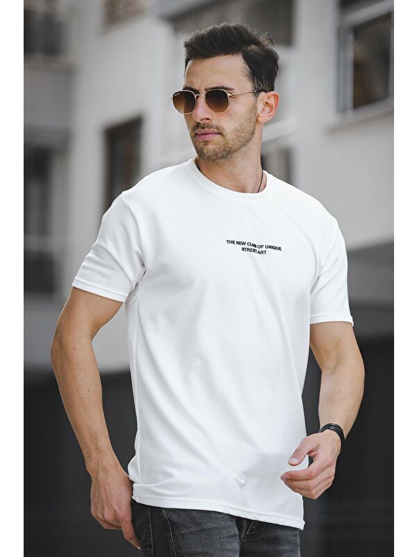 Oksit Ft New Club Baskılı Otoban Bisiklet Yaka Elastanlı Slim Fit Erkek Tişört