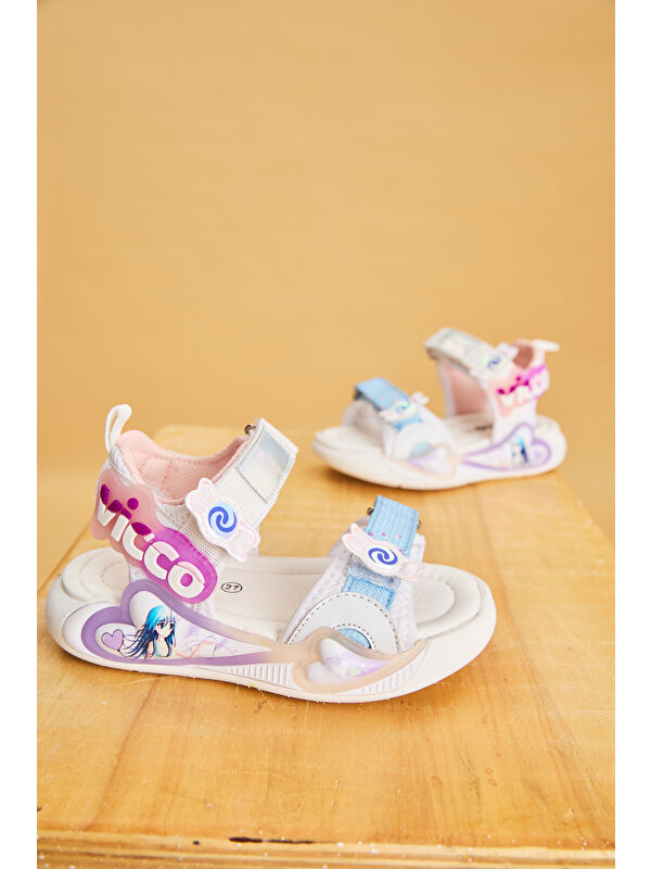 Arial Hafif Kız Bebek Beyaz Sandalet - Görsel 3