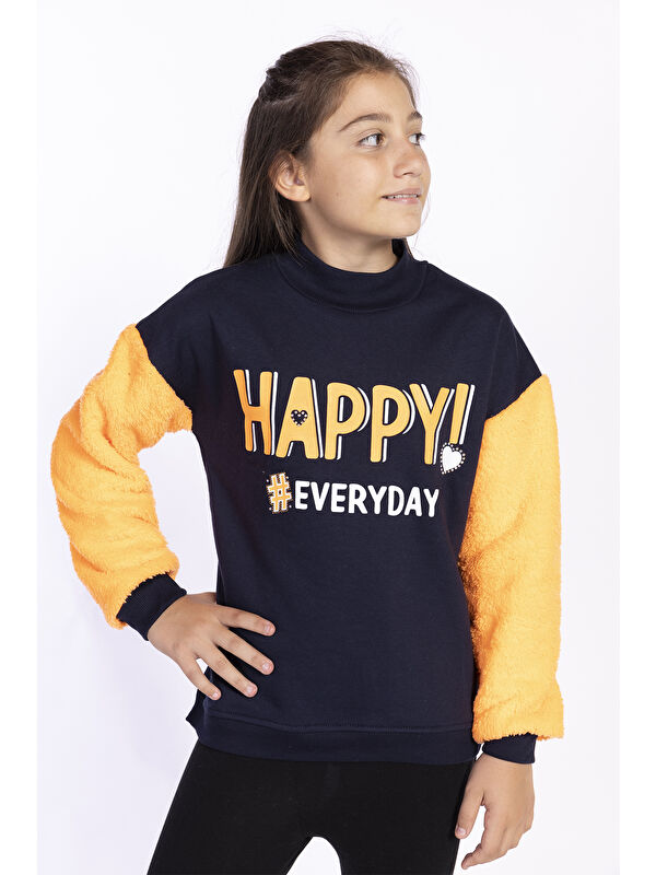 Toontoykids Kız Çocuk Pelüş Detaylı Baskılı Sweatshirt