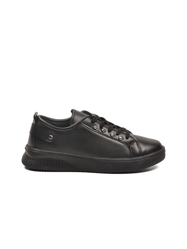 Siyah Bağcıklı Hafif Deri Kadın Spor Ayakkabı 201 G - Görsel 2