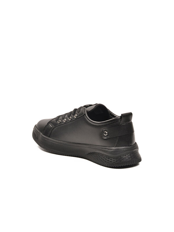 Siyah Bağcıklı Hafif Deri Kadın Spor Ayakkabı 201 G - Görsel 5