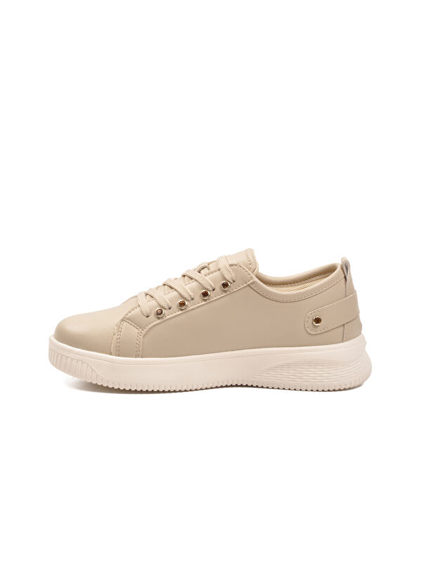 Bej Bağcıklı Hafif Deri Kadın Spor Ayakkabı 201 G - Görsel 3