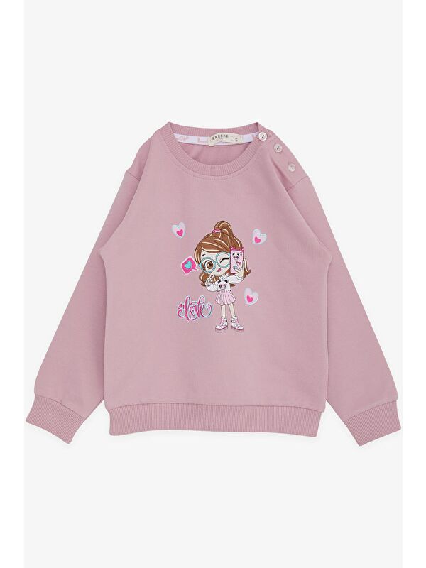 Breeze Kız Bebek Sweatshirt Havalı Kız Baskılı Gülkurusu (1.5-5 Yaş)