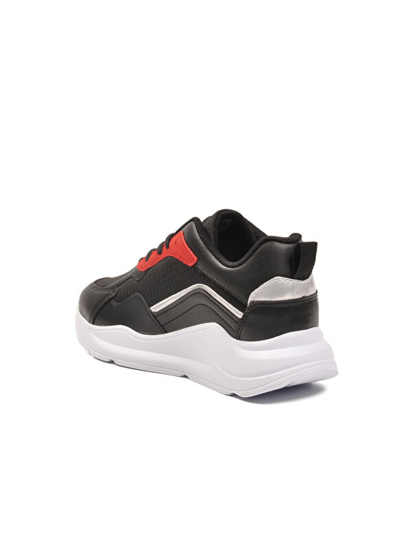 Siyah Bordo Kalın Taban Bağcıklı Kadın Spor Ayakkabı 051 G - Görsel 5