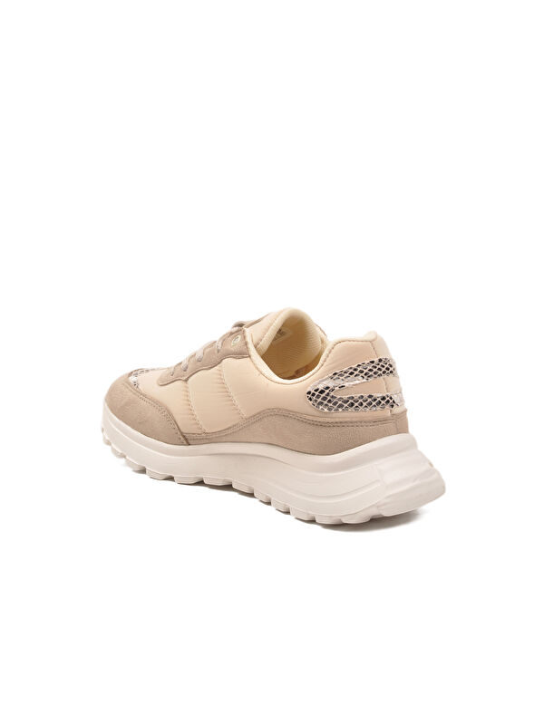 Bej Bağcıklı Hafif Esnek Kadın Spor Ayakkabı Roni G - Görsel 5