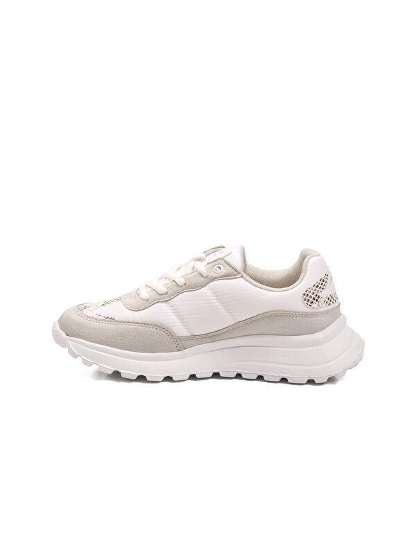 Beyaz Bağcıklı Hafif Esnek Kadın Spor Ayakkabı Roni G - Görsel 3