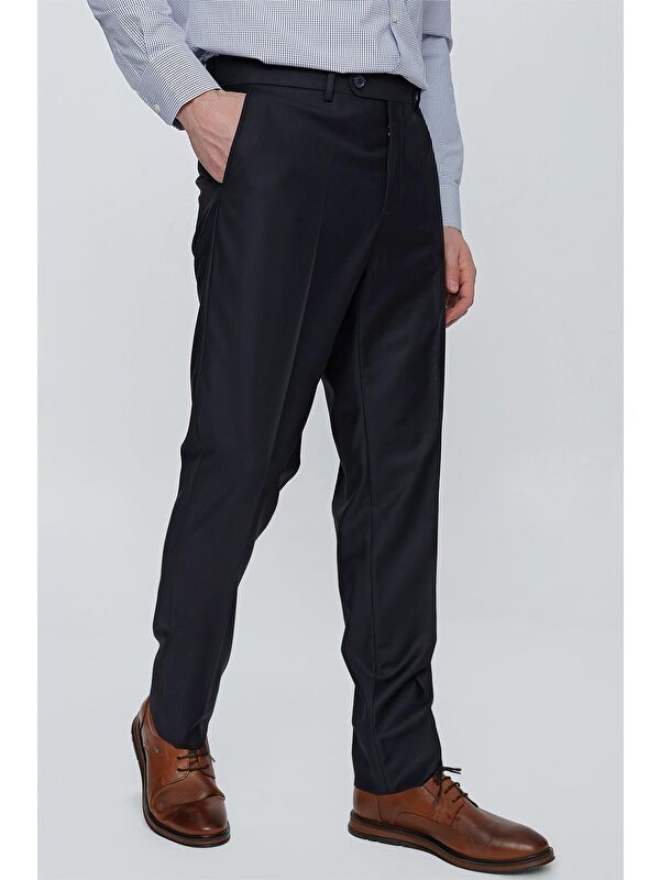 İMZA Lacivert Esnek Yandan Cepli Slim Fit Classic Pantolon 1003240013