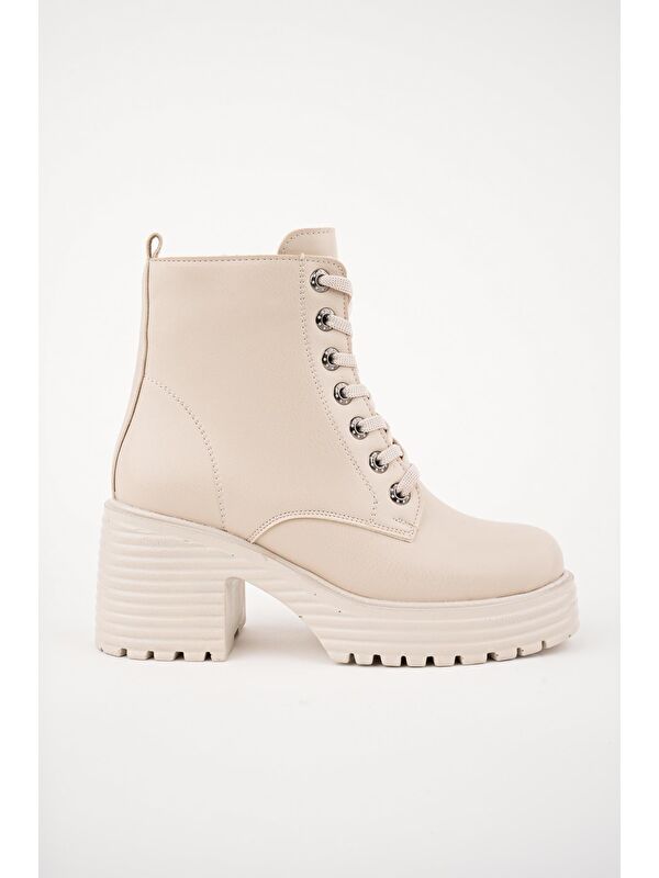 GRAZi Platform Topuklu Fermuarlı Bağcıklı Kadın Bot - Görsel 3