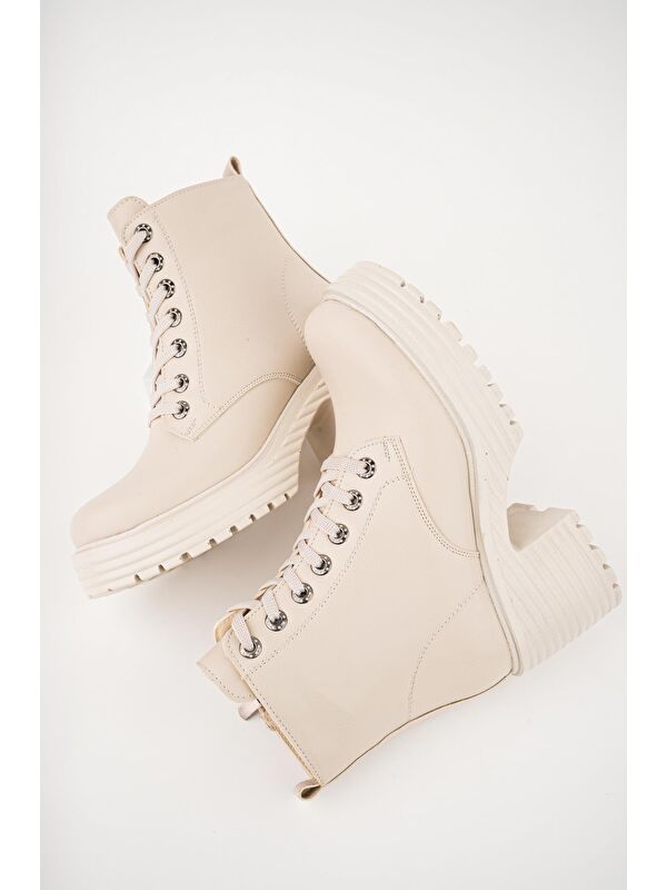 GRAZi Platform Topuklu Fermuarlı Bağcıklı Kadın Bot - Görsel 4